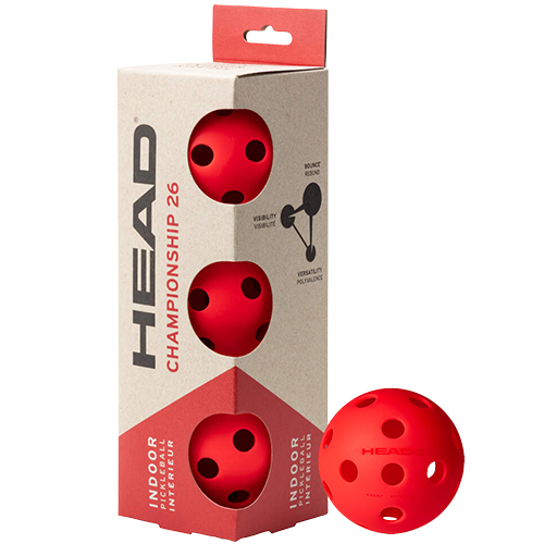 image de Boite de 3 balles de pickleball HEAD championship 26 indoor