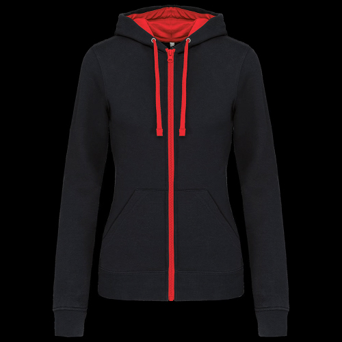 image de Veste à capuche Kariban K467 lady noir/rouge