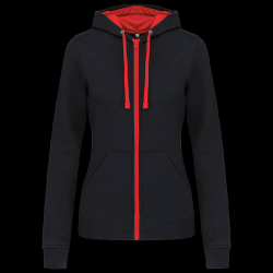 image de Veste à capuche Kariban K467 lady noir/rouge