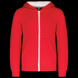 image de Veste à capuche Kariban K486 junior rouge/blanc