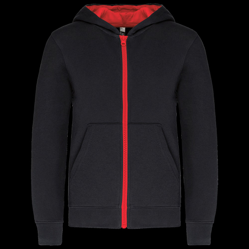 image de Veste à capuche Kariban K486 junior noir/rouge