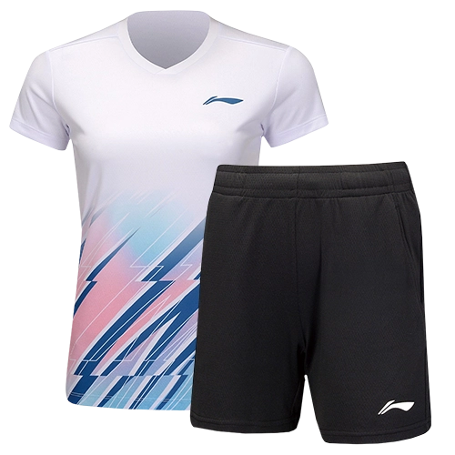 image de Tenue Tee-shirt + short Li-Ning AATU032 lady blanc/noir
