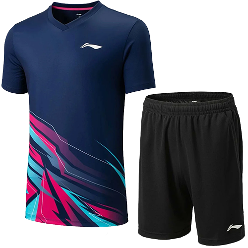 image de Tenue tee-shirt + short Li-Ning AATV013 men marine